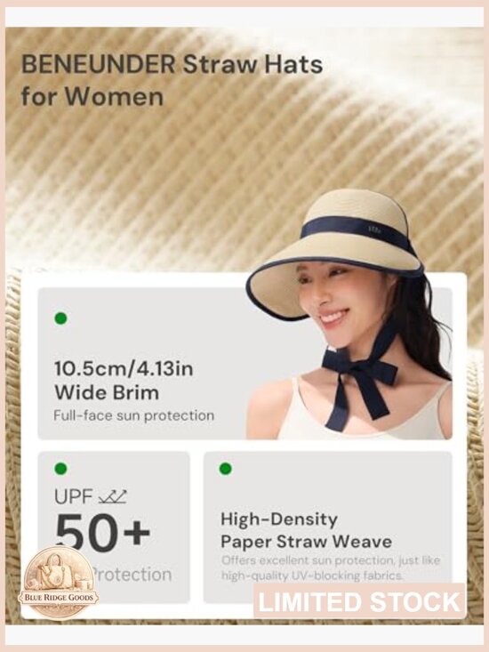 Foldable Wide Brim Straw Sun Visor UPF50+ Adjustable Ponytail Beach Hat Travel main image 5